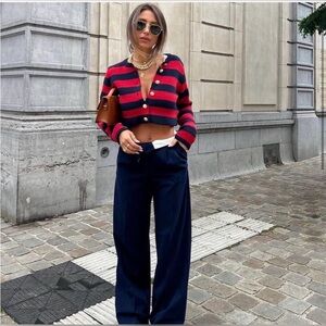 Zara Gold Button Stripe Cardigan Size S